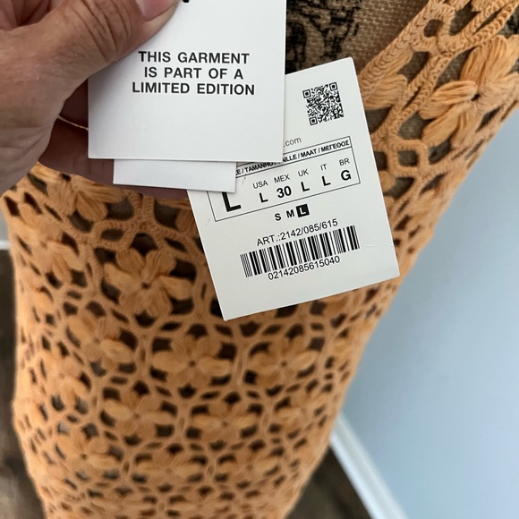ZARA NEW WOMAN LONG KNIT FLORAL DRESS ORANGE size L - Picture 8 of 8